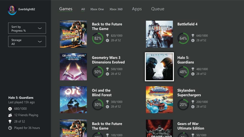 Xbox UI Entwurf