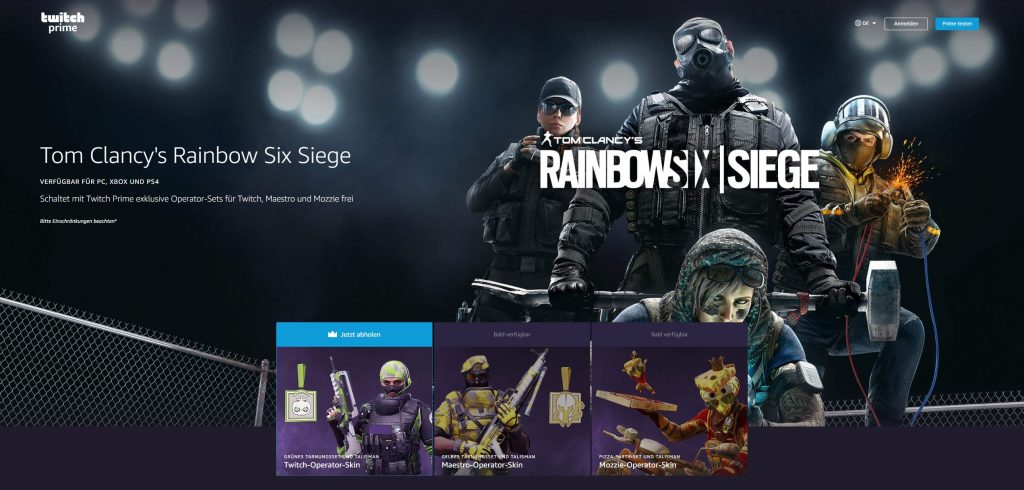 TWITCH PRIME LOOT in Rainbow Six Siege